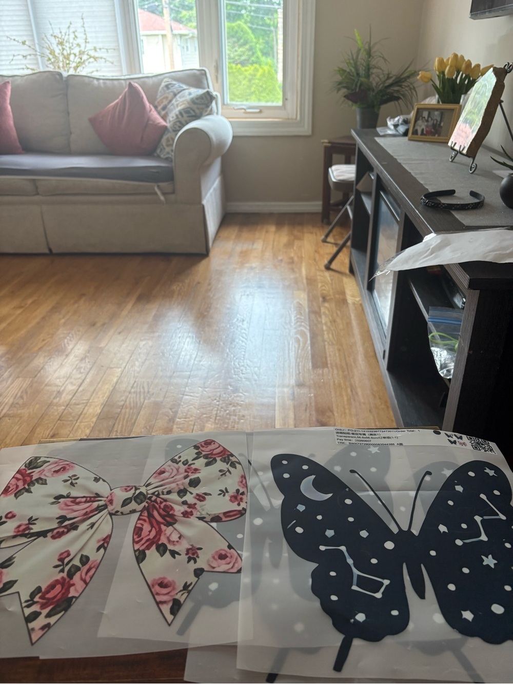 Floral Bow & Navy Celestial Butterfly Vinyl Decals